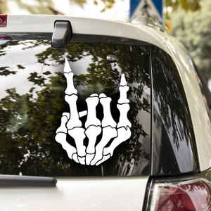 Horns Up Skeleton Hand Decal