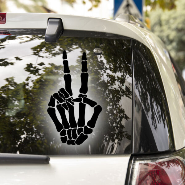 Skeleton Hand Peace Sign Decal - Image 2