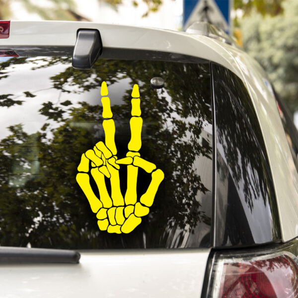 Skeleton Hand Peace Sign Decal - Image 5